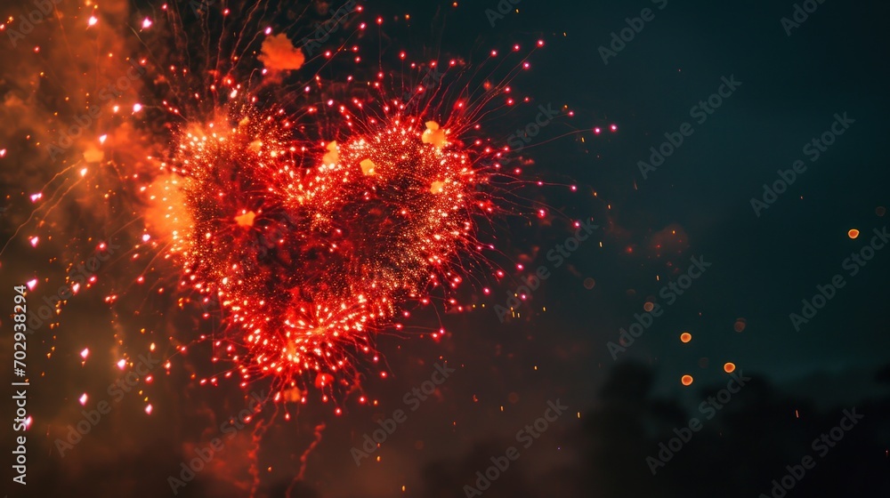 Poster a night sky illuminated by a multitude of colorful fireworks, creating a beautiful display of light 
