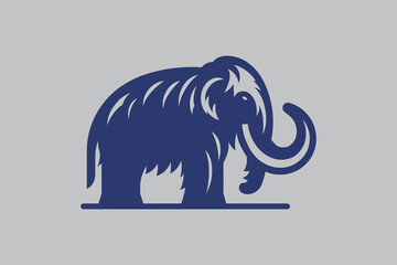 Mammoth. Beautiful modern logo. Monochrome, flat, blue vector illustration - obrazy, fototapety, plakaty