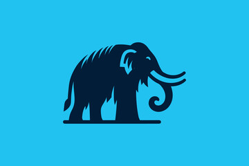 Mammoth. Beautiful modern logo. Monochrome, flat, blue vector illustration