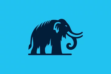 Fotobehang Mammoth. Beautiful modern logo. Monochrome, flat, blue vector illustration © Victoria