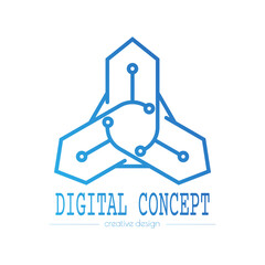 The digital concept. Abstract logo for WEB development and maintenance. Flat style