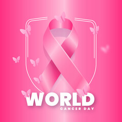 gradient world cancer day with butterfly background