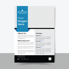 Geometric Shape Black and Blue Color Flyer design layout template, Corporate presentation, cover modern layout, annual report, Layout modern with Unique and professional