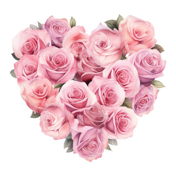 Heart made of pink roses. AI generated image