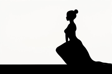 Silhouette of a woman in a relaxed seated position, her chin resting on her hand as she looks into the distance.