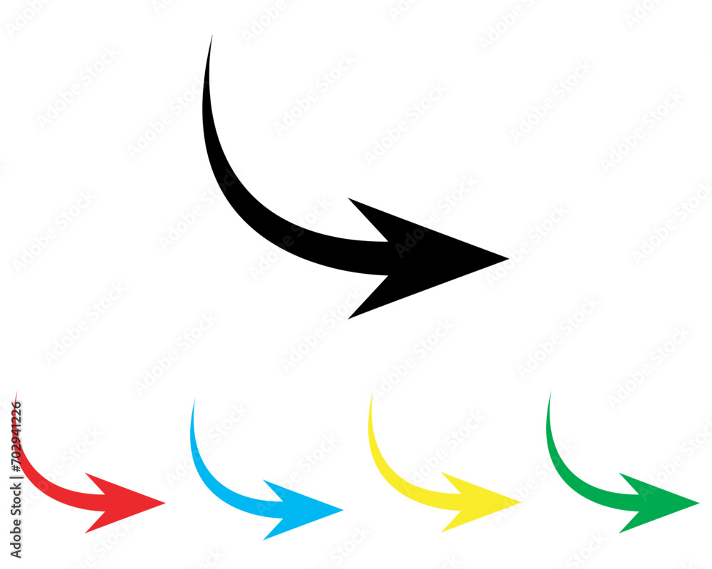 Poster curved arrow icon vector. arrow pointer icon sign symbol in trendy flat style. set elements in color