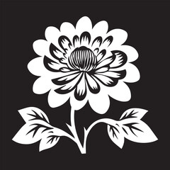White flower silhouette vector illustration in black background