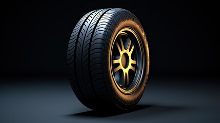car tires on black background, ai generated