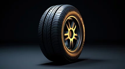 Fotobehang car tires on black background, ai generated © Ирина Рычко