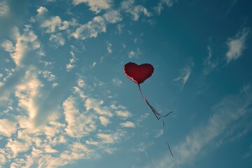 Fototapeta premium Heartwarming Kite Soaring Above, Spreading Love Through The Skies