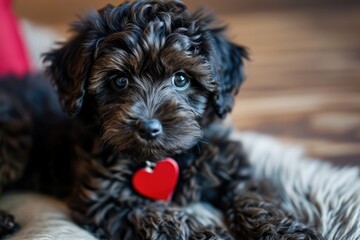 Adorable Valentine: Heartwarming Puppy With A Heartshaped Tag