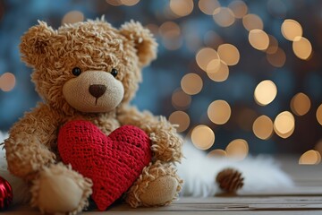 Symbolic Teddy Bear Holding A Heart, Perfect For A Sweet Valentine's Day Present