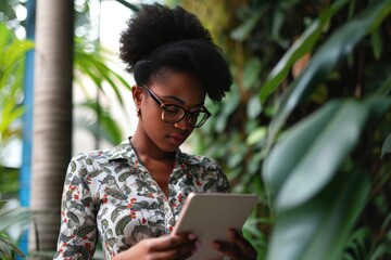 Woman Checking Backup Status On Tablet, Expressing Satisfaction With Data Safety