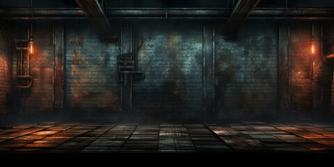 burnt black basement with a fiery glow, background, screensaver, wallpaper - obrazy, fototapety, plakaty