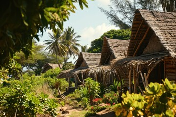 Sustainable Resort Featuring Thatched Roof Bungalows And Solar Power