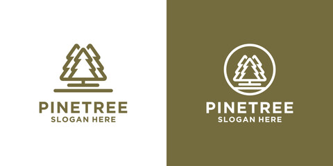 Pine Tree Logo Design. Universal creative symbol vector sign. Pine tree Logo template with simple line design style