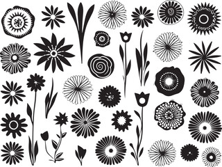 Flowers silhouette design illustration bundle