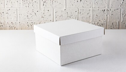 white textured cardboard box mockup on white table