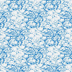 Vector seamless abstract two-color pattern, intertwining blue lines on a white background