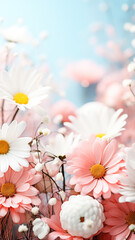 Fototapeta premium flowers of the blue sky and daisies with blurred background