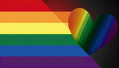 lgbti gradient background community vector with rainbow colored flag creative concept for promotion of lesbians gays bisexuals and trans people with black backdrop with heart shape - obrazy, fototapety, plakaty