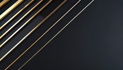 Obraz premium minimal 3d futuristic wallpaper with golden lines deep dark background space metallic material bright accent contemporary modern illustration effect design element three dimensional render
