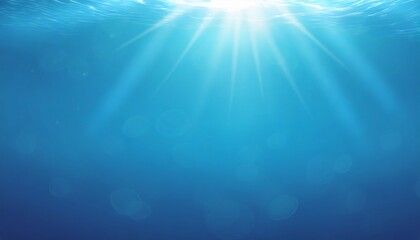 Fototapeta na wymiar illustration of mystery underwater of sea or ocean with sunlight rays for background with copyspace keep the ocean clean concept