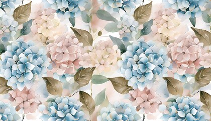 watercolor hydrangea flowers seamless pattern floral background luxury 3d wallpaper premium texture...