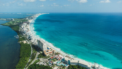 aerial view of the sea of cancun, mexico