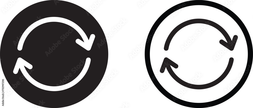 Poster refresh icon set in two styles isolated on white background . vector illustration