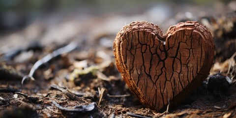 Fototapeta na wymiar bark cradling the heart-shaped symbol, creating a timeless and enduring expression of affection.