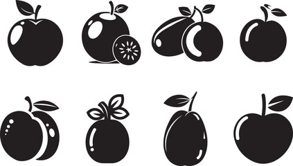 Fruit silhouette design illustration bundle