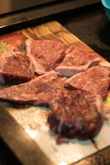 raw meat pieces background	