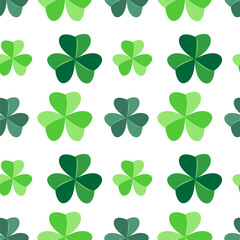 St. Patricks day seamless pattern with stylized shamrock. St. Patrick’s day festive background. Vector repeating ornament