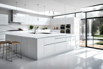 Modern White Kitchen in Estate Home 