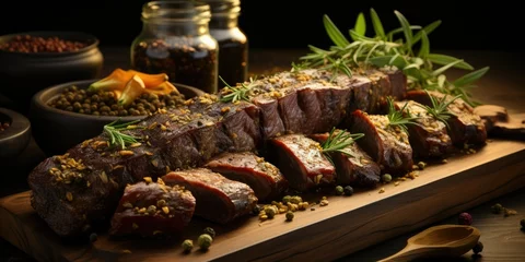 Poster Biltong Delight, A Pictorial Feast of Air-Dried Meat Mastery, Culinary Craft at Its Finest."  ©  Photography Magic