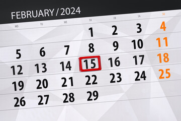 Calendar 2024, deadline, day, month, page, organizer, date, February, thursday, number 15