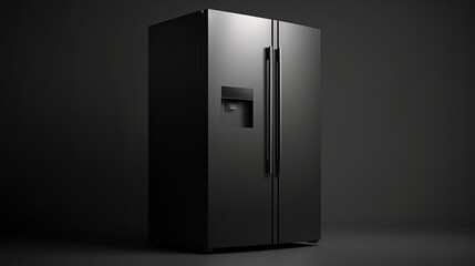 modern fridge isolated on light blue background