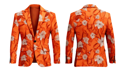 Vibrant suit with motley pattern, mock up set, cut out