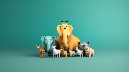 illustration of happy animal in the jungle - obrazy, fototapety, plakaty
