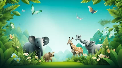 Foto op Canvas Safari animals - illustration for the children © muhammad