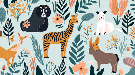 Fototapeta na wymiar Safari animals - illustration for the children