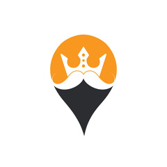 Mustache king vector logo design. Elegant stylish mustache crown logo.