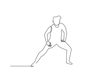 athlete man stretching doing warmup exercise lifestyle one line art design