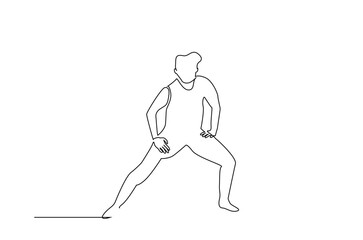 Obraz premium athlete man stretching doing warmup exercise lifestyle one line art design