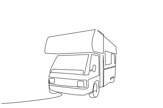 recommend clip art: caravan car vehicle camp holiday life lifestyle one line art design
