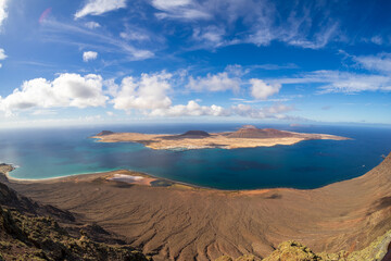 View of La Graciosa island from Mirador Del Rio (viewpoint). Lanzarote. Canary Islands. Spain.