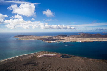 View of La Graciosa island from Mirador Del Rio (viewpoint). Lanzarote. Canary Islands. Spain.