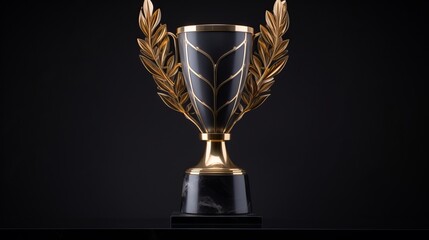 A Shining Gold Trophy on a Black Background