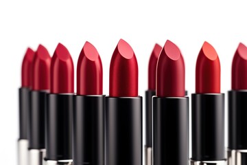 Fototapeta premium Beautiful red lipstick on white background
